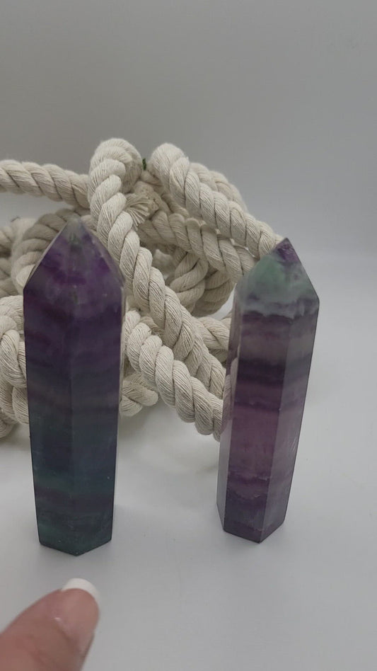 Green and Purple Fluorite Towers