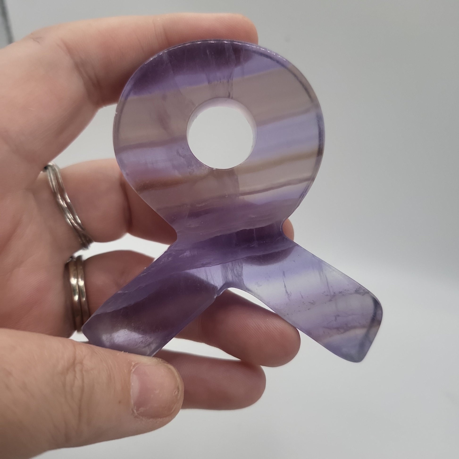 Fluorite Crystal Carved Cancer Ribbon