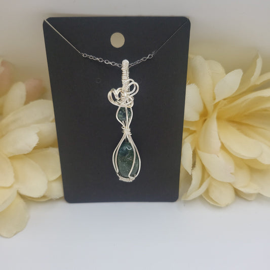 Moss Agate Pendant with FREE Chain