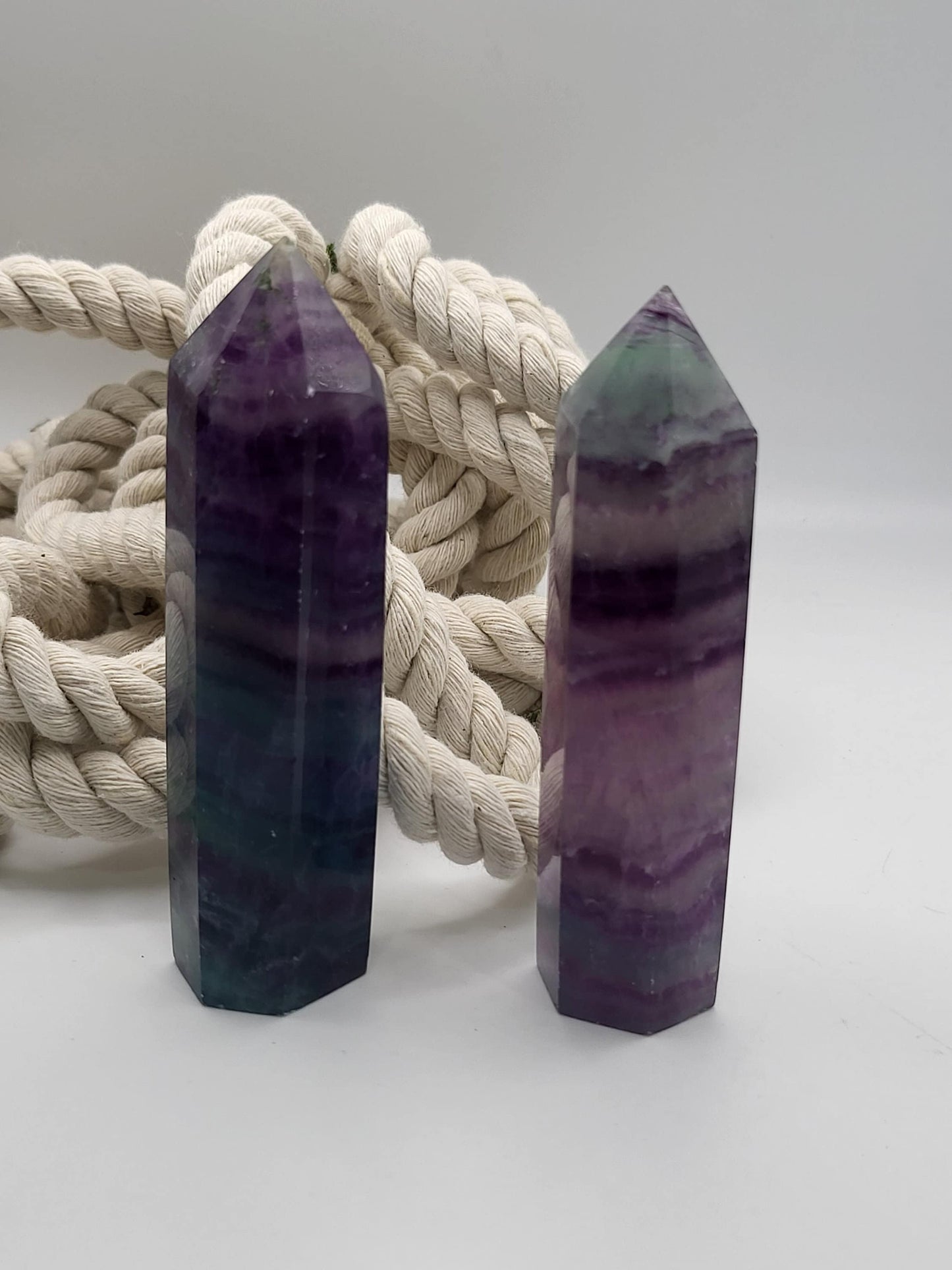 Green and Purple Fluorite Towers