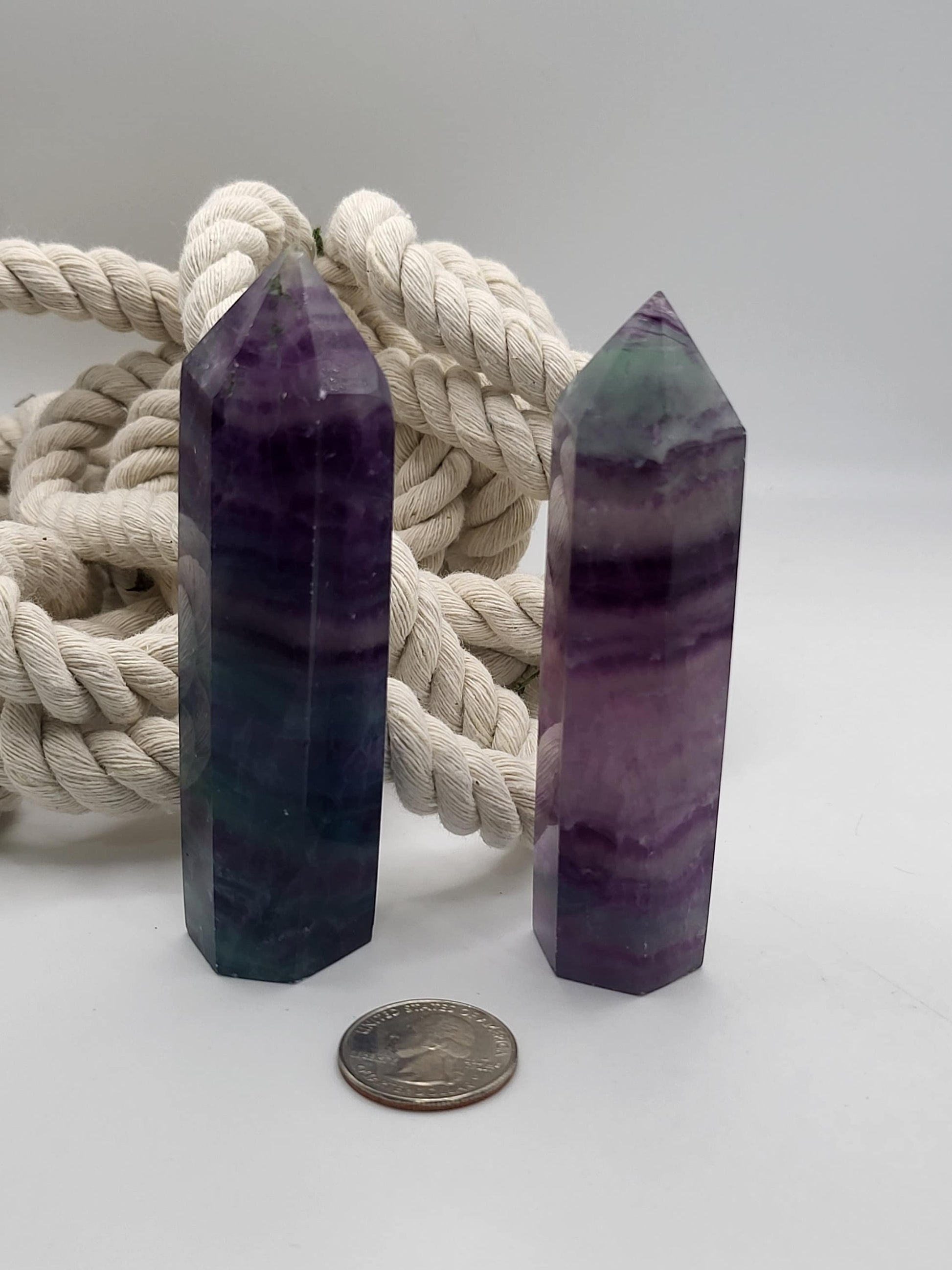 Green and Purple Fluorite Towers