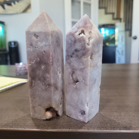 HQ Druzy Pink Amethyst towers