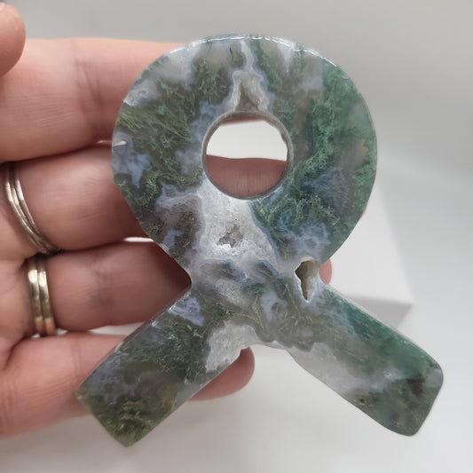 Moss Agate Cancer Ribbon