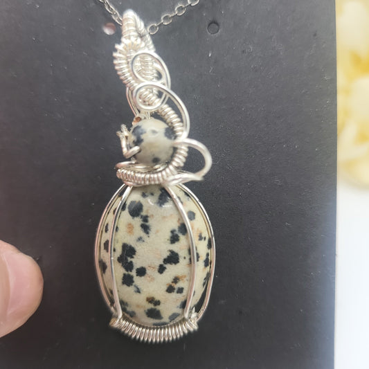 Dalmatian Jasper Pendant with FREE chain