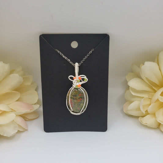 Unakite Pendant with FREE chain